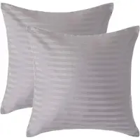 Homescapes Satijn Streep Katoen Kussensloop 40x40 cm – Set van 2 – Zilvergrijs – 100% Egyptisch Katoen – Draaddichtheid 330