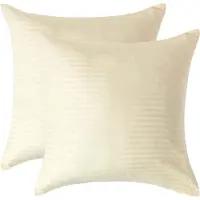 Homescapes Satijn Streep Katoen Kussensloop 60x60 cm – Set van 2 – Lichtgeel – 100% Egyptisch Katoen – Draaddichtheid 330