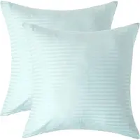 Homescapes Satijn Streep Katoen Kussensloop 60x60 cm – Set van 2 – Aquablauw – 100% Egyptisch Katoen – Draaddichtheid 330