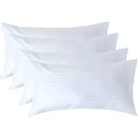 Homescapes Satijn Streep Katoen Kussensloop 50x90 cm – Set van 4 – Wit – 100% Egyptisch Katoen – Draaddichtheid 330
