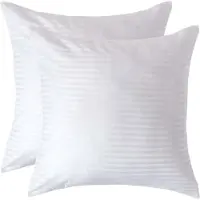 Homescapes Satijn Streep Katoen Kussensloop 60x60 cm – Set van 2 – Wit – 100% Egyptisch Katoen – Draaddichtheid 330