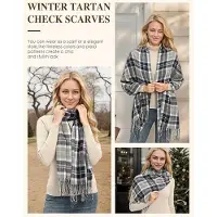 Karma Dames geruit oversized kasjmier sjaal lange zachte wraps dames geruit oversized sjaal lange sjaal voor herfst en winter , zwart en wit