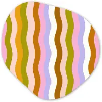 MuchoWow Organische wanddecoratie 90x90 cm - Organisch schilderij lijnen - Golven - Pastelkleuren - Patroon - Muurdecoratie woonkamer - Kamer decoratie - Schilderijen - Muurcirkel aesthetic