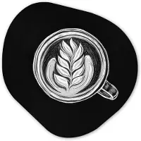 MuchoWow Organische wanddecoratie 90x90 cm - Organisch schilderij Krijttekening - Koffie - Latte art - Muurdecoratie woonkamer - Kamer decoratie - Schilderijen - Muurcirkel aesthetic