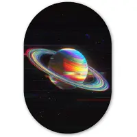 MuchoWow Muurovaal 80x120 cm - Ovale wanddecoratie Planeet - Cirkel - Kleurrijk - Ovalen schilderij - Muurdecoratie woonkamer - Kamer decoratie - Schilderijen - Wandcirkel