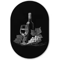 MuchoWow Muurovaal 60x90 cm - Ovale wanddecoratie Wijnfles - Glas - Druiven - Bladeren - Ovalen schilderij - Muurdecoratie woonkamer - Kamer decoratie - Schilderijen - Wandcirkel