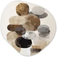 MuchoWow Organische wanddecoratie 60x60 cm - Organisch schilderij Ovaal - Kleurvlakken - Penseelstreken - Muurdecoratie woonkamer - Kamer decoratie - Schilderijen - Muurcirkel aesthetic