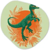 MuchoWow Organische wanddecoratie 40x40 cm - Organisch schilderij Dinosaurus - Groen - Planten - Cirkel - Muurdecoratie woonkamer - Kamer decoratie - Schilderijen - Muurcirkel aesthetic