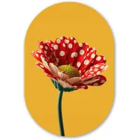 MuchoWow Muurovaal 40x60 cm - Ovale wanddecoratie Bloem - Rood - Stippen - Ovalen schilderij - Muurdecoratie woonkamer - Kamer decoratie - Schilderijen - Wandcirkel