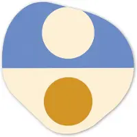 MuchoWow Organische wanddecoratie 90x90 cm - Organisch schilderij Cirkels - Symmetrisch - Wit - Blauw- Geel - Muurdecoratie woonkamer - Kamer decoratie - Schilderijen - Muurcirkel aesthetic