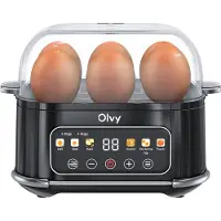 Olvy Smart Eierkoker - LCD-Display - Met Timer - 6 Eieren - Elektrisch - Incl. Maatbeker - Vaatwasserbestendig