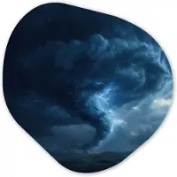 MuchoWow Organische wanddecoratie 90x90 cm - Organisch schilderij Tornado - Duister - Wolken - Muurdecoratie woonkamer - Kamer decoratie - Schilderijen - Muurcirkel aesthetic