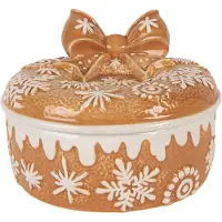 Clayre & Eef Voorraadpot Deksel Ø 20x13 cm Bruin Keramiek