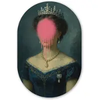 MuchoWow Muurovaal 40x60 cm - Ovale wanddecoratie Kroon - Roze druipend verf - Portret - Ovalen schilderij - Muurdecoratie woonkamer - Kamer decoratie - Schilderijen - Wandcirkel