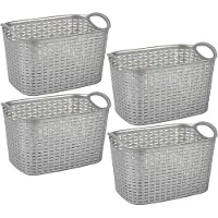 PlasticForte opbergmand kastmandje - 4x - 6,4 liter - zilver - kunststof - 19 x 29 x 18 cm - manden