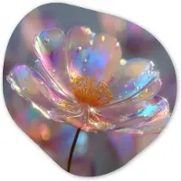 MuchoWow Organische wanddecoratie 90x90 cm - Organisch schilderij Bloem - Transparant - Pastelkleuren - Druppels - Muurdecoratie woonkamer - Kamer decoratie - Schilderijen - Muurcirkel aesthetic