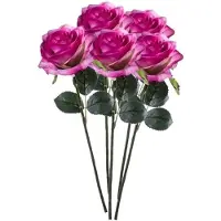 Emerald Kunstbloemen roos - 5x - rozen - Simone - fuchsia - 45 cm - decoratie bloemen