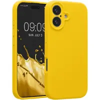 Kwmobile telefoonhoesje geschikt voor Apple iPhone 17 - TPU backcover met siliconen coating - Smartphone case in stralend geel