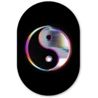 MuchoWow Muurovaal 60x90 cm - Ovale wanddecoratie Yin-Yang - Cirkel - Regenboog - Ovalen schilderij - Muurdecoratie woonkamer - Kamer decoratie - Schilderijen - Wandcirkel