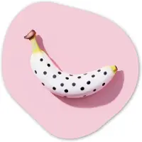 MuchoWow Organische wanddecoratie 40x40 cm - Organisch schilderij Banaan - Stippen - roze - Muurdecoratie woonkamer - Kamer decoratie - Schilderijen - Muurcirkel aesthetic