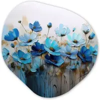 MuchoWow Organische wanddecoratie 40x40 cm - Organisch schilderij Bloemen - Schilderij - Blauw - Muurdecoratie woonkamer - Kamer decoratie - Schilderijen - Muurcirkel aesthetic