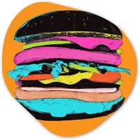 MuchoWow Organische wanddecoratie 40x40 cm - Organisch schilderij Hamburger - Kleurrijk - Speels - Muurdecoratie woonkamer - Kamer decoratie - Schilderijen - Muurcirkel aesthetic