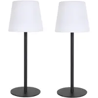 Home Deco Factory LED tafellamp - 2x - Zwart - Kunststof - 40 cm - Oplaadbaar via USB-C
