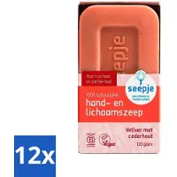 Seepje 12 x - Handzeep - Duurzaam & Milieuvriendelijk - Vetiver met Cederhout - 120 gr - Handzeep - Vaste Zeep - Biologische Zeep - Duurzame Zeep - Milieuvriendelijke Zeep