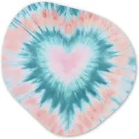 MuchoWow Organische wanddecoratie 40x40 cm - Organisch schilderij Hartvormig - Tie dye - Pasteltinten - Lichtgroen - Muurdecoratie woonkamer - Kamer decoratie - Schilderijen - Muurcirkel aesthetic