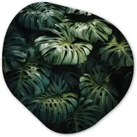 MuchoWow Organische wanddecoratie 90x90 cm - Organisch schilderij Plant - Monstera - Lichtinval - Muurdecoratie woonkamer - Kamer decoratie - Schilderijen - Muurcirkel aesthetic