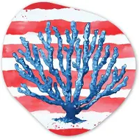 MuchoWow Organische wanddecoratie 90x90 cm - Organisch schilderij Koraal - Verfstructuur - Rood - Blauw - Muurdecoratie woonkamer - Kamer decoratie - Schilderijen - Muurcirkel aesthetic