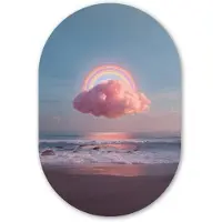MuchoWow Muurovaal 40x60 cm - Ovale wanddecoratie Wolk - Regenboog - Zee - Ovalen schilderij - Muurdecoratie woonkamer - Kamer decoratie - Schilderijen - Wandcirkel