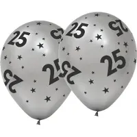 We Fiesta 18 Ballonnen 12" zilver 25 jaar jubileum - Signature Years - Versiering Slinger Feestdecoratie Decoratie Verjaardag Jubileum Ballon Feest