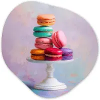 MuchoWow Organische wanddecoratie 40x40 cm - Organisch schilderij Macarons - Schaal - Pastel - Kleurrijk - Muurdecoratie woonkamer - Kamer decoratie - Schilderijen - Muurcirkel aesthetic