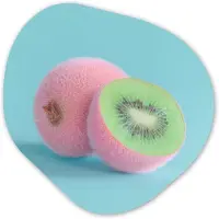 MuchoWow Organische wanddecoratie 90x90 cm - Organisch schilderij Kiwi - Blauw - Surrealistisch - Muurdecoratie woonkamer - Kamer decoratie - Schilderijen - Muurcirkel aesthetic