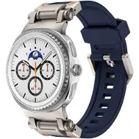 Strap-it 'Explorer' sportbandje TPU – geschikt voor Samsung Galaxy Watch 8 (40mm) / Samsung Galaxy Watch 8 (44mm) / Samsung Galaxy Watch 8 Classic – Blauw met Titanium connectors