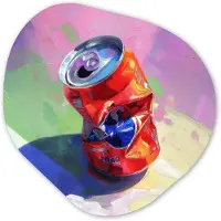 MuchoWow Organische wanddecoratie 90x90 cm - Organisch schilderij Frisdrank - Blik - Paars - Muurdecoratie woonkamer - Kamer decoratie - Schilderijen - Muurcirkel aesthetic