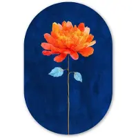 MuchoWow Muurovaal 80x120 cm - Ovale wanddecoratie Bloem - Oranje - Bladeren - Ovalen schilderij - Muurdecoratie woonkamer - Kamer decoratie - Schilderijen - Wandcirkel