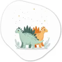 MuchoWow Organische wanddecoratie 60x60 cm - Organisch schilderij Planten - Sterren - Dinosaurussen - Oranje - Muurdecoratie woonkamer - Kamer decoratie - Schilderijen - Muurcirkel aesthetic