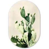 MuchoWow Muurovaal 60x90 cm - Ovale wanddecoratie Cactus - Groen - Minimalistisch - Ovalen schilderij - Muurdecoratie woonkamer - Kamer decoratie - Schilderijen - Wandcirkel