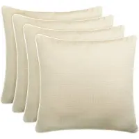 BOG 4-Delige Set Outdoor Kussens - 45x45 Cm - Waterafstotend & Weerbestendig - Sier- En Tuinkussens Met Bies Linnenlook - Decoratieve Bankkussens Voor Balkon & Terras - Beige