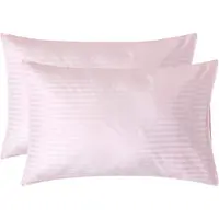 Homescapes Satijn Streep Katoen Kussensloop 50x75 cm – Set van 2 – Roze – 100% Egyptisch Katoen – Draaddichtheid 330