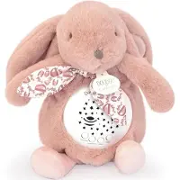 Doudou et Compagnie Nachtlampje sterren & muziek, konijn roze 19cm