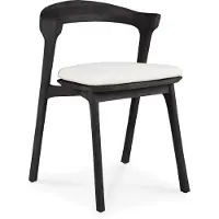 Ethnicraft Bok dining tuinstoel gelakt teak met stoffen bekleding