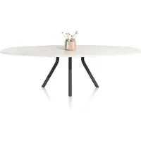 Xooon Lund eetkamertafel ovaal MDF tafelblad Nebbia/metalen onderstel