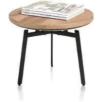 Xooon Halmstad bijzettafel metaal/eiken Ø50x40 cm