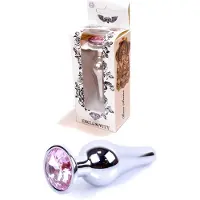 Bossoftoys -Silver Big Butt Plug - Anal Plug With Pink Stone - Length 9 Cm - Dia 2,9 Cm - 64-00072 - gave Cadeaubox