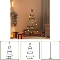 OEM Metalen kerstboom, 125 cm, zwart - Metalen kerstboom - Moderne kerstboomdecoratie - Zelfbouwset kerstdecoratie - Standaard metalen kerstboom - Zwarte kerstboom