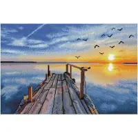 Diamond Dotz Diamond Painting Volwassenen - Ronde Steentjes - Volledig Pakket - Hobby - - DD12.051 - Landschap - Zonsondergang bij het dok 71 x 47cm