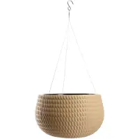 Kadax Hangpot, bloemenhanger met ketting en haak, hangplantenpot voor rankbloemen, plantenbak met inzetstuk, plantenbescherming voor binnen en buiten (diameter 32 cm, beige)